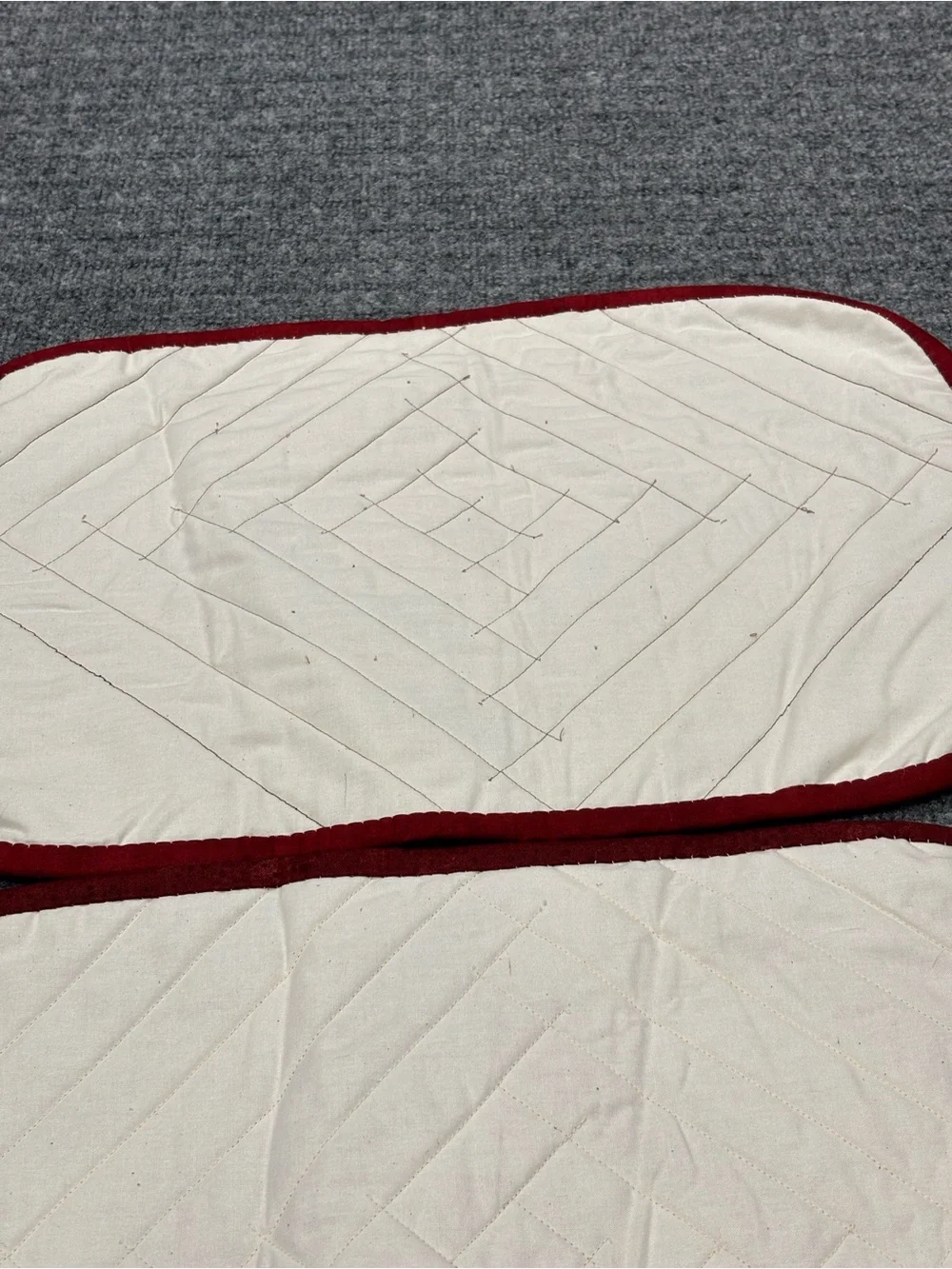 Hand Crafted Log Cabin Design Quilted Placemat Pair